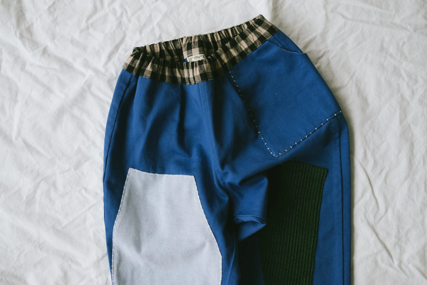 Workwear Blue Patchwork Pants