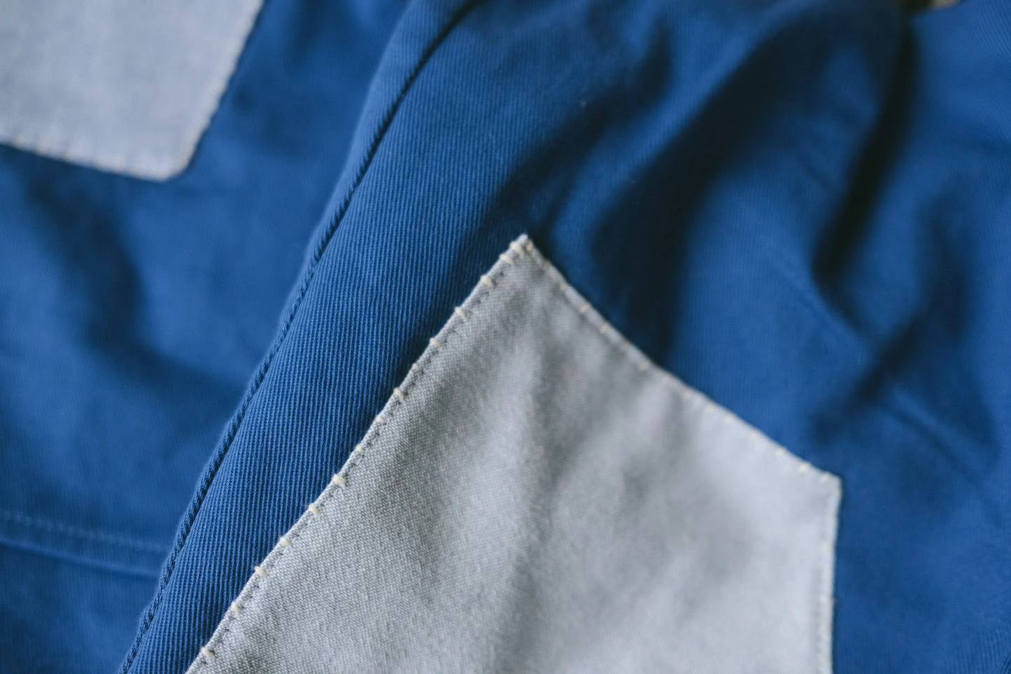 Workwear Blue Patchwork Pants
