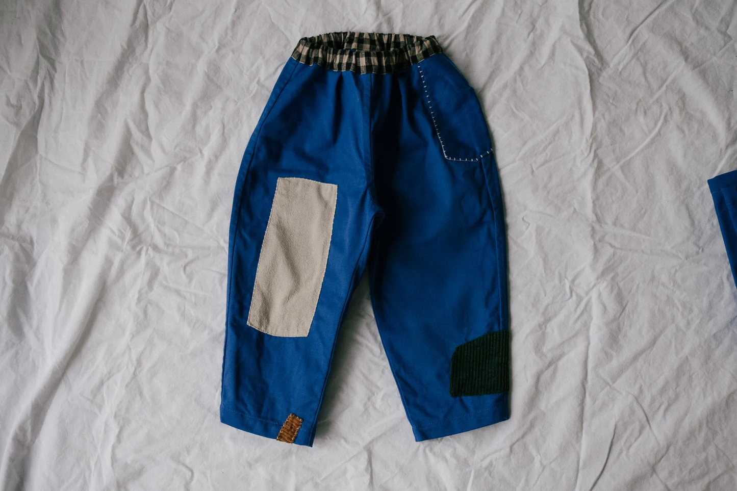 Workwear Blue Patchwork Pants