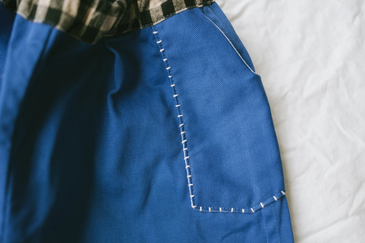Workwear Blue Patchwork Pants